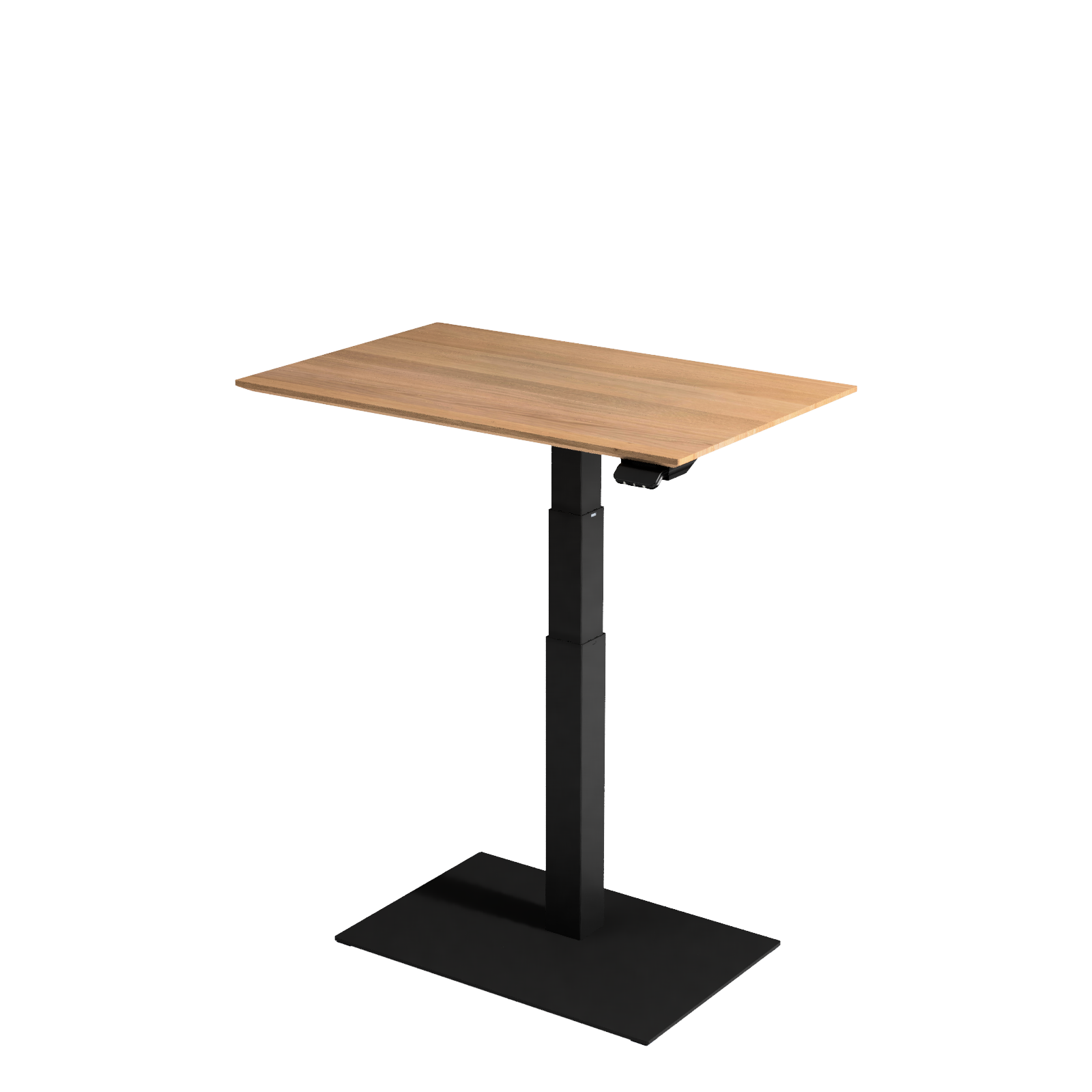 Electro – small single-leg desk with an oak top, ideal for small offices