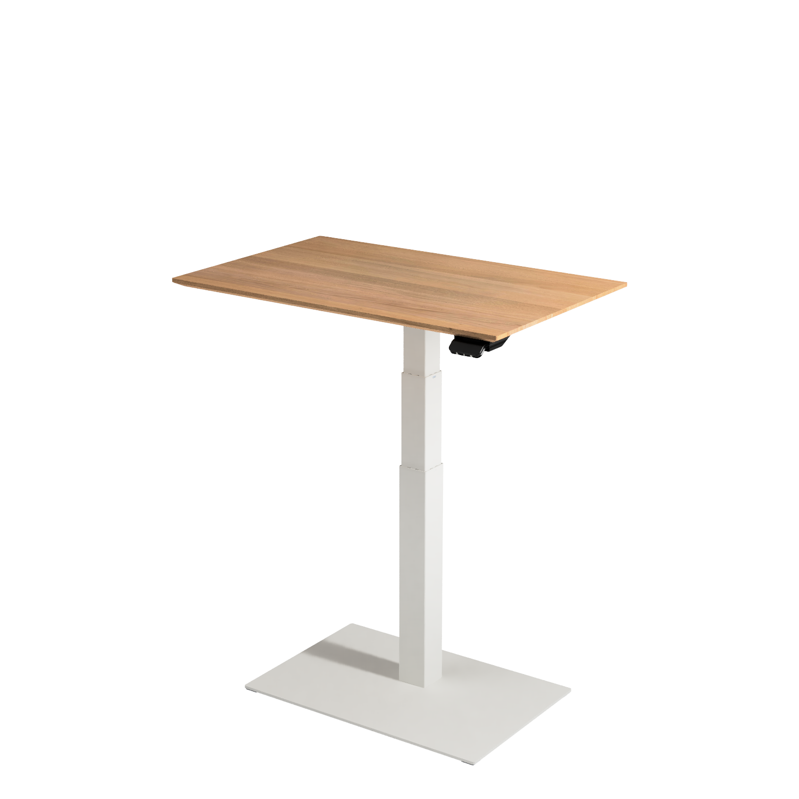 Electro – small single-leg desk with an oak top, ideal for small offices