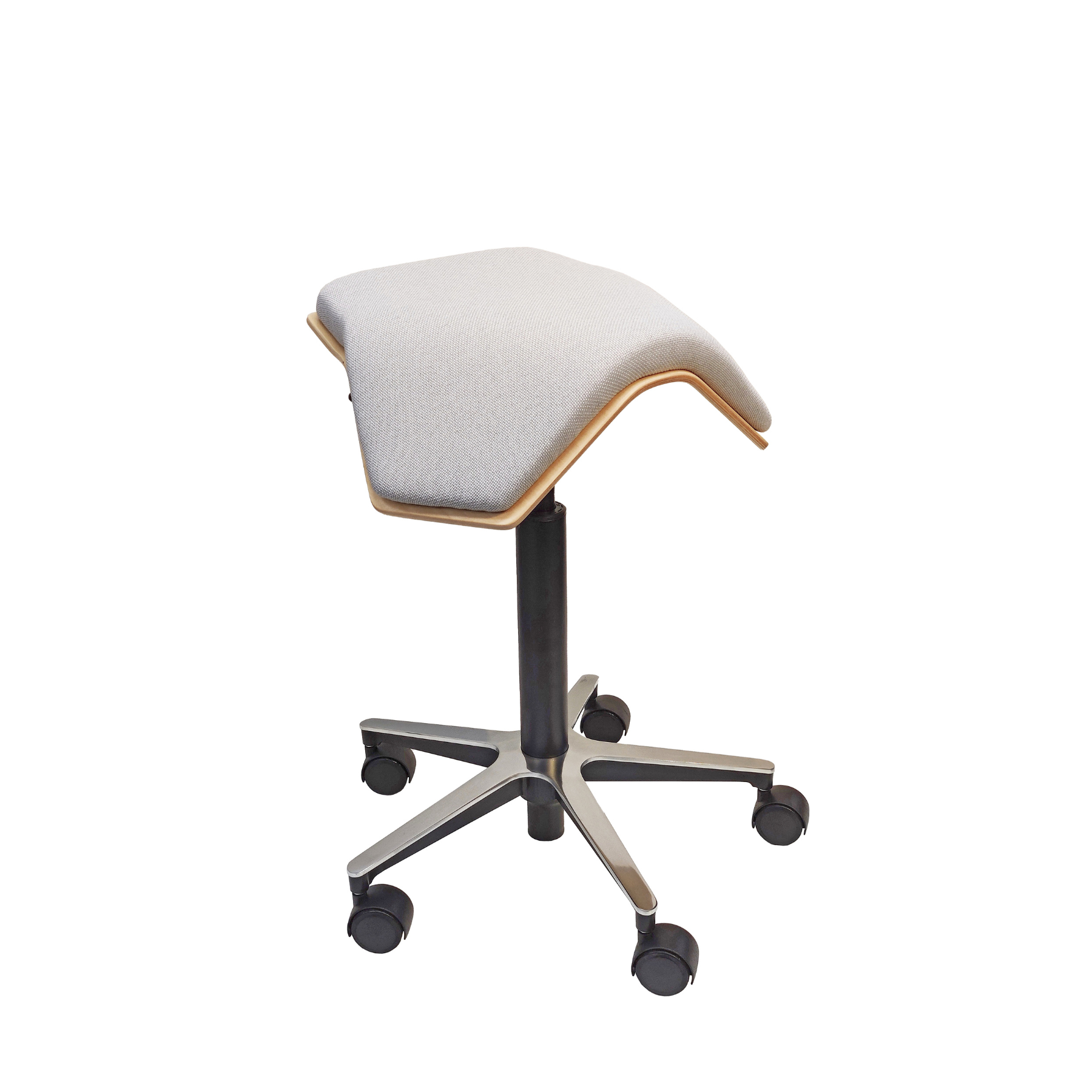 ILOA One satulatuoli, vaaleanharmaa verhoilu ja koivuvaneri