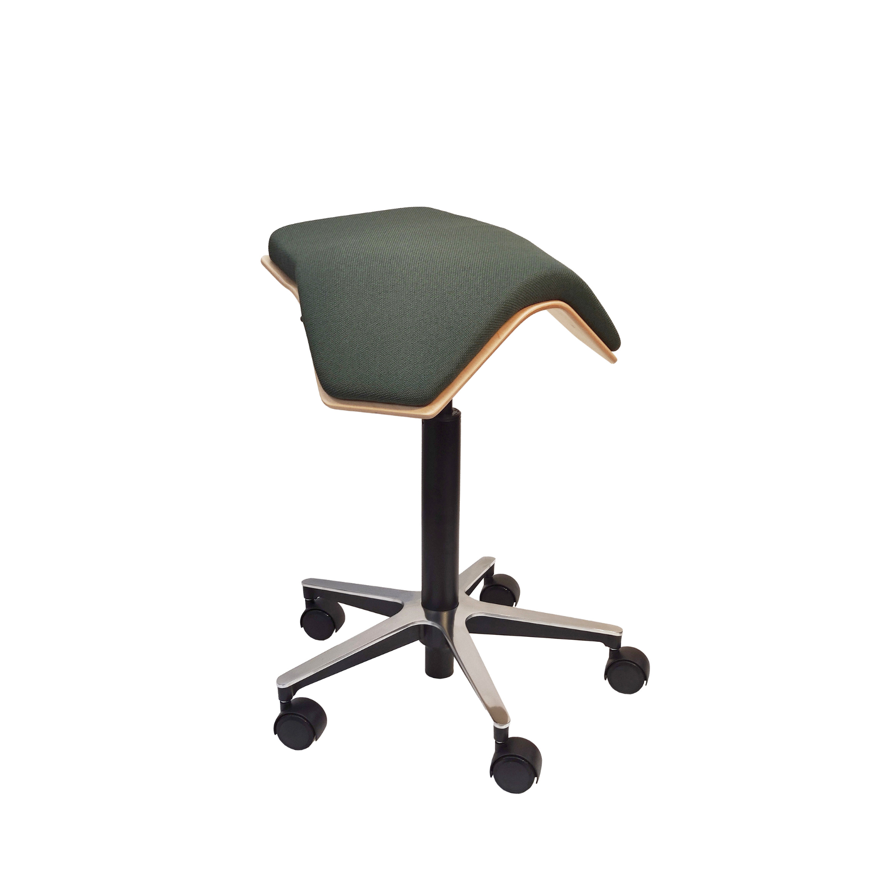 ILOA One satulatuoli, metsänvihreä verhoilu ja koivuvaneri