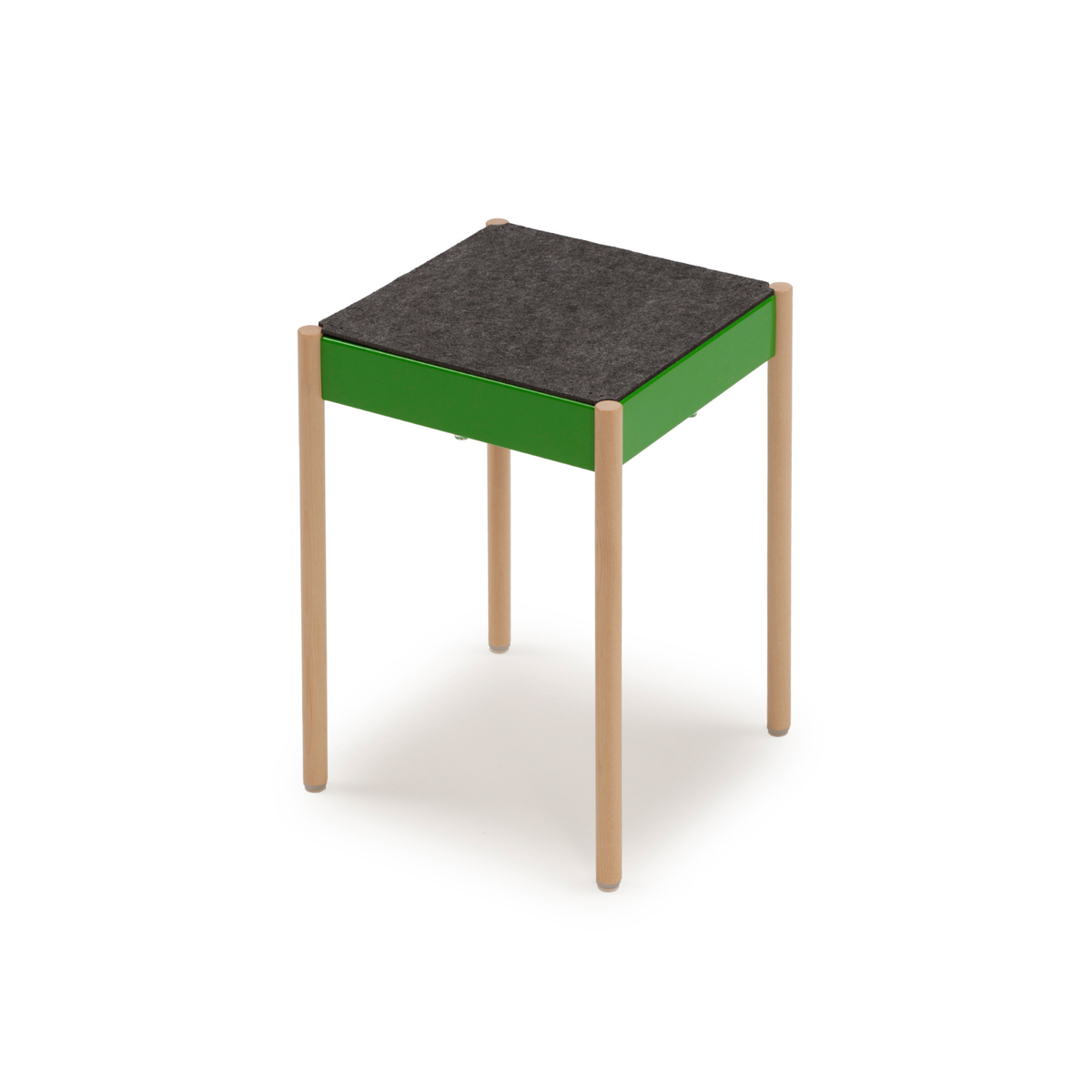 La Table-B1W/FG stool with wooden legs and felt seat, green