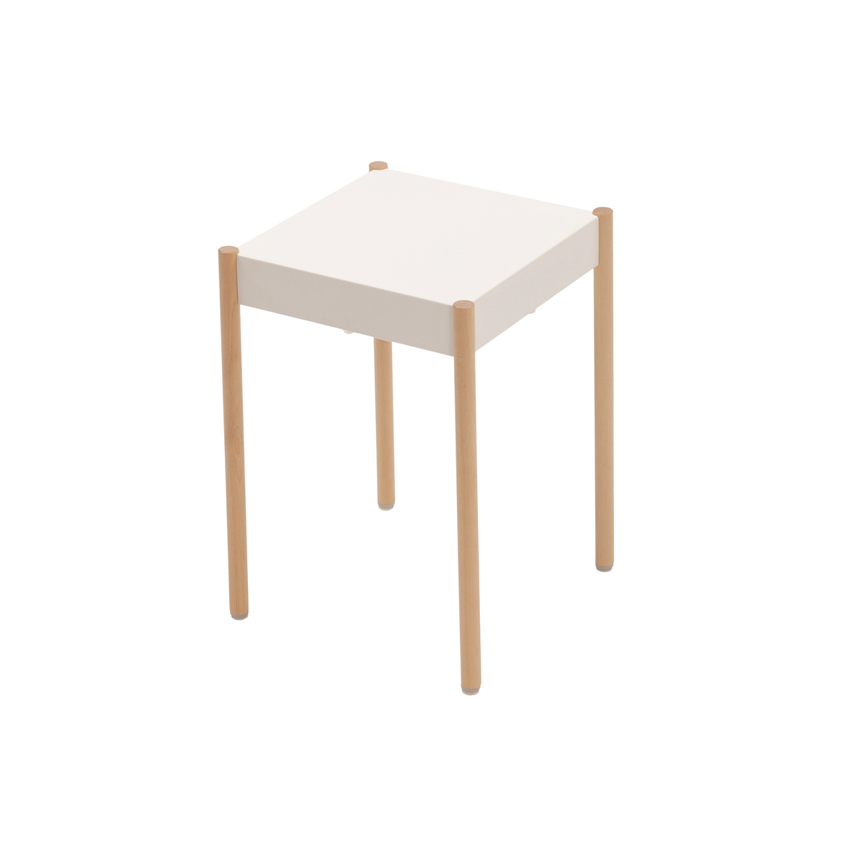 La Table-B1W stool with wooden legs, white seat