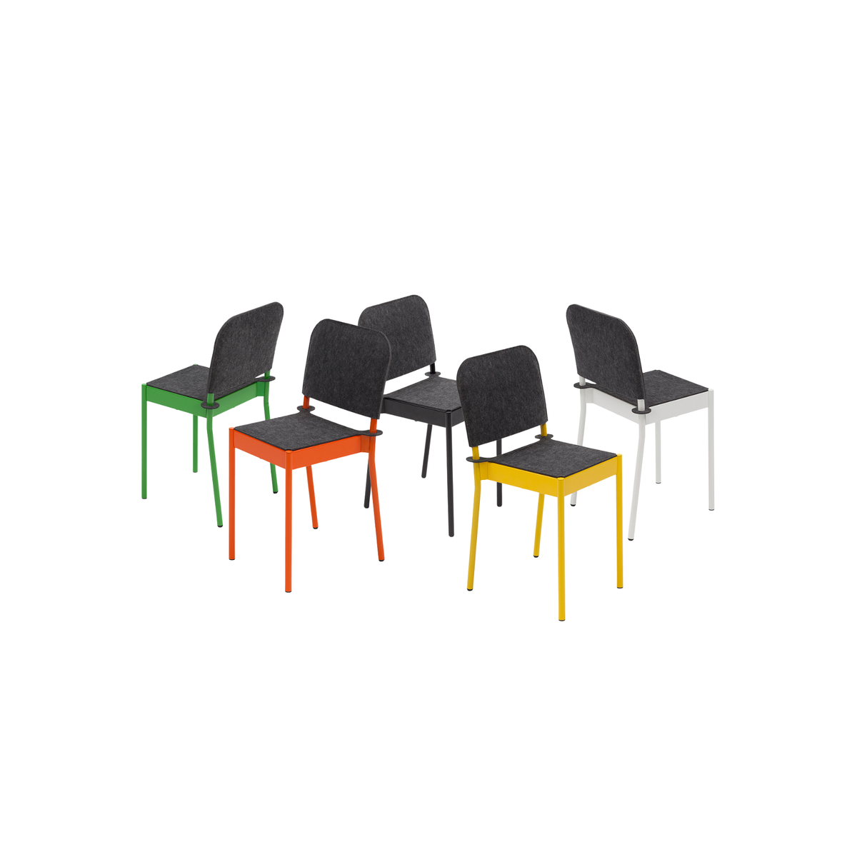 La Table-C1T/k/FG chairs with felt seat and back in several colours