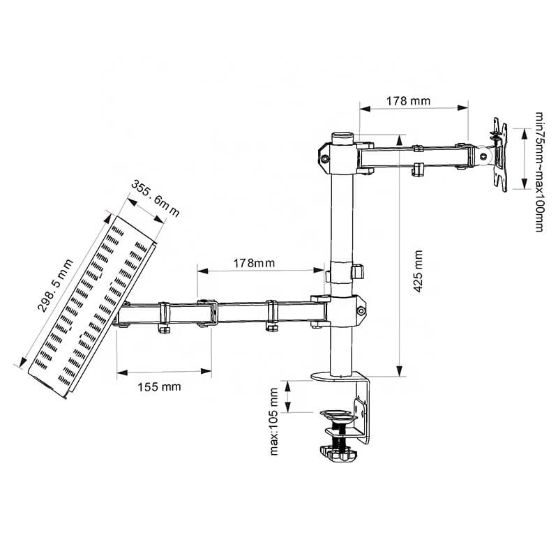 Monitor Arm Double dimensions