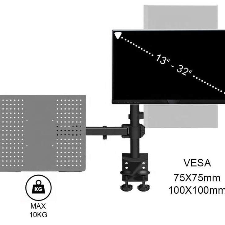Monitor Arm Double max load per screen 10 kg