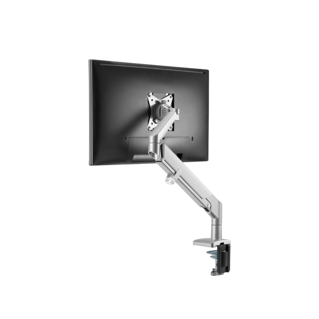 Gas-Spring LCD Monitor Arm attached to monitor, providing ergonomic workspace solution