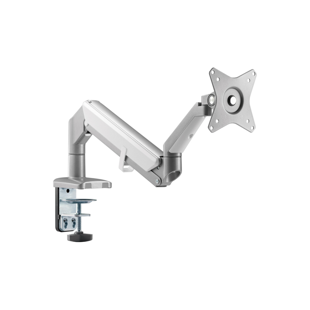 Gas-Spring LCD Monitor Arm with adjustable arm in both vertical and horizontal directions, featuring monitor mounting plate