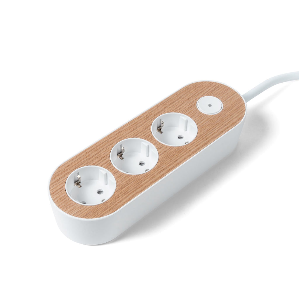 MyNolla design power strip comes with oak top sheet and white body