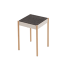La Table-B1W/FG stool with wooden legs and felt seat, white