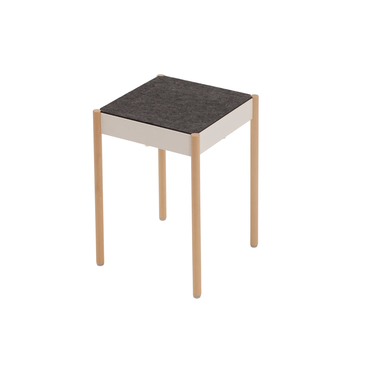 La Table-B1W/FG stool with wooden legs and felt seat, white