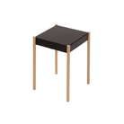 La Table-B1W stool with wooden legs, black seat