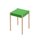 La Table-B1W stool with wooden legs, green seat
