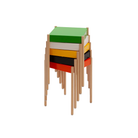 Stacked La Table-B1W stools with wooden legs