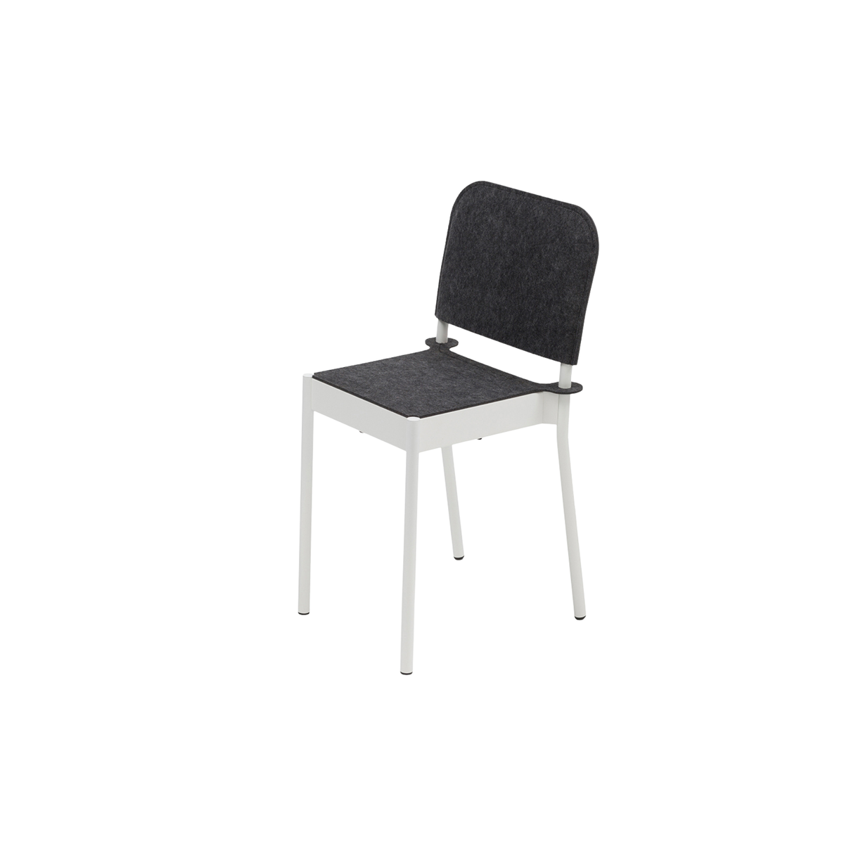 La Table-C1T/k/FG chair with felt seat and back, white, side view