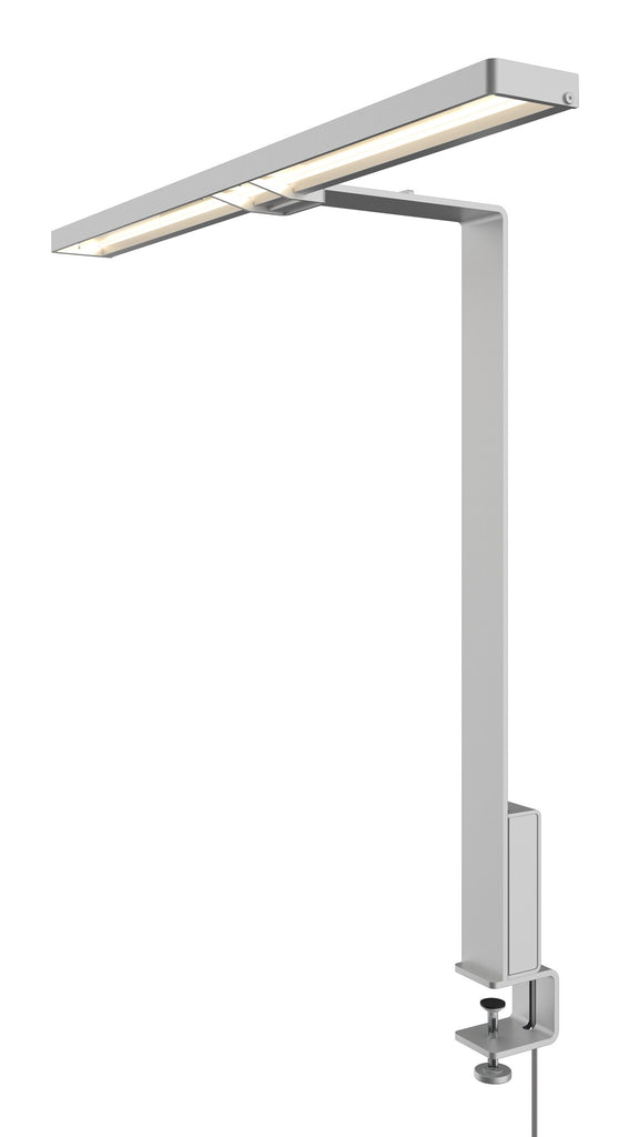 Aicci DL1 desk lamps, mount on the edge of the desk, taking up very little space on the tabletop and move with the height-adjustable and movable desk, providing an optimal, ergonomically comfortable and adjustable wide-angle lighting for work, preventing eye fatigue and irritation.