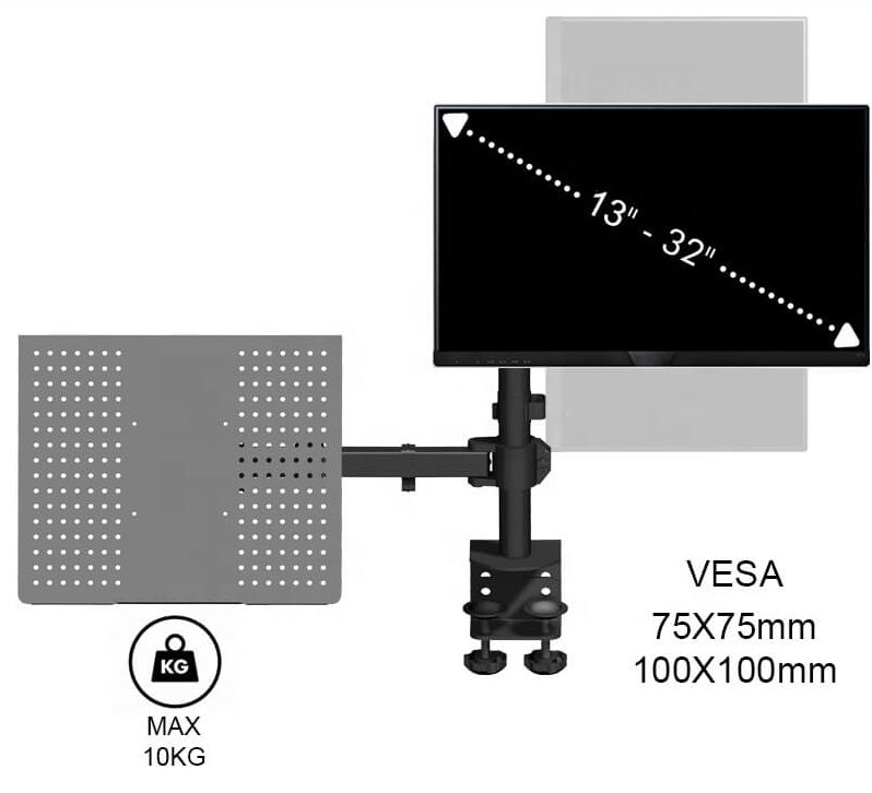 Monitor Arm Double max load per screen 10 kg