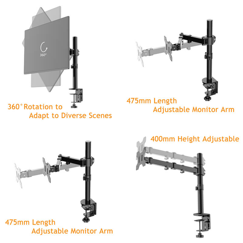 Monitor arm for single screen dimensions