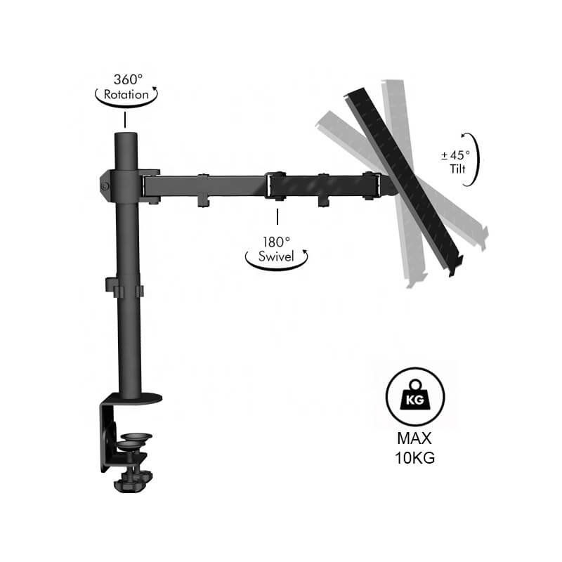 Monitor Arm Single with Laptop stand angles